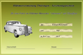 Geschenk Gutschein Oldtimer fahren zu Weihnachten,Geburtstag